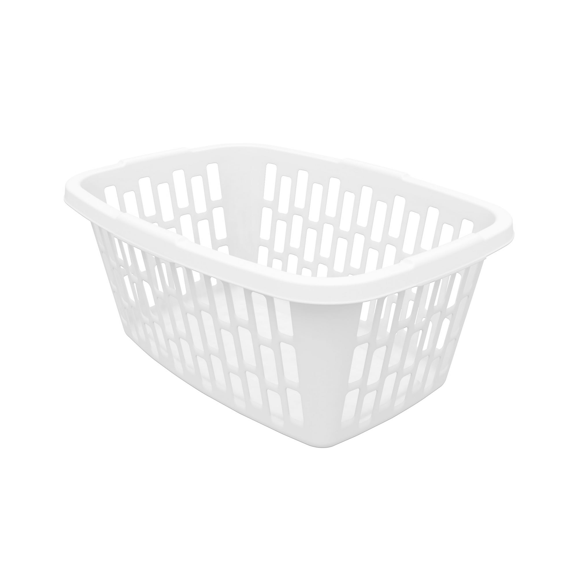 Mainstays Small 1.5 Bushel Rectangular Plastic Laundry Basket, White