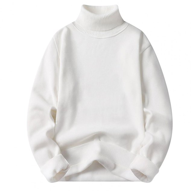 Pull Col Roulé pour Hommes Doublé en Polaire Pull Col Roulé Confortable Élégant Pull Col Roulé pour Hommes Doublure en Polaire Chaude Ajustée pour l'Automne