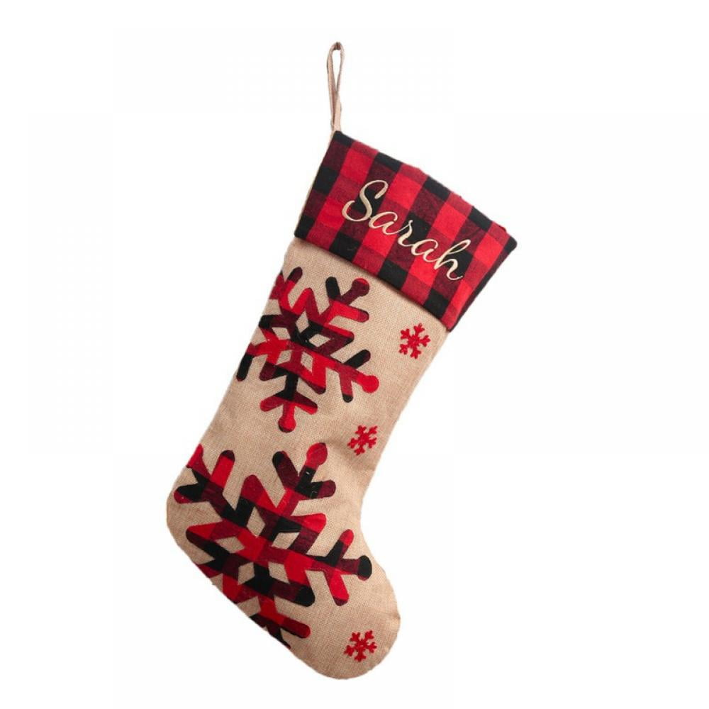 Christmas Stockings Personalized, Red and Black Buffalo Plaid Christmas