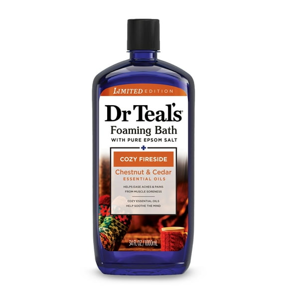 Dr Teal's Foaming Bath with Pure Epsom Salt, Cozy Fireside, 34 fl oz