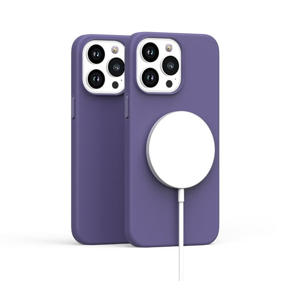 For Apple iPhone 14 Pro (6.1") MagSafe Compatible Original Invisible Circle PU Leather Hybrid with Colored Metal Buttons Cover ,Xpm Phone Case [ Purple Wisteria ]