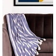 thumbnail image 7 of 50" X 60" Blue and White Woven Cotton Striped Throw Blanket with Tassels, 7 of 7