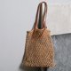 thumbnail image 5 of Bolso de hombro de paja Bolso de compras de malla de algodón tejido hueco para mujer (café) Tmvgtek Oficina Multiescena Multifunción, 5 of 9