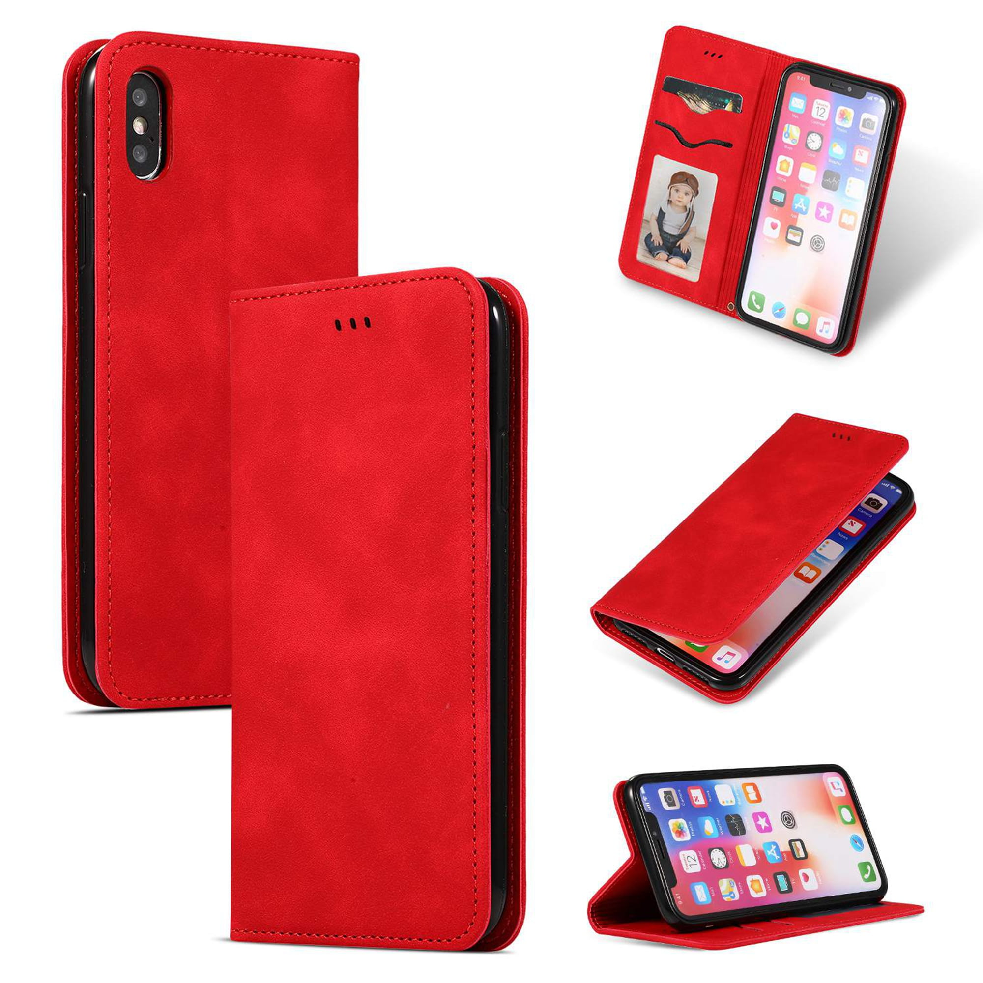 iPhone XR Leather Case, Dteck Smooth PU Leather Flip Folio Wallet Card