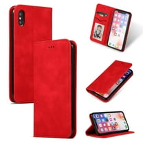 iPhone XR Leather Case, Dteck Smooth PU Leather Flip Folio Wallet Card Slots Case Cover Stand Feature & Magnetic Closure For Apple iPhone XR 6.1 inch, Red
