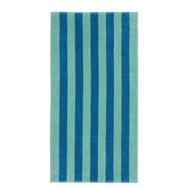 Mainstays Cabana Stripe Cotton Blend Beach Towel, 58" x 28", Teal & Green