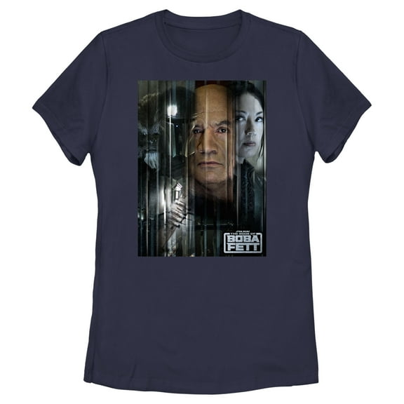 Women's Star Wars: The Book of Boba Fett Faces Of Heroes On Tatooine  Graphic Tee Navy Blue Large
