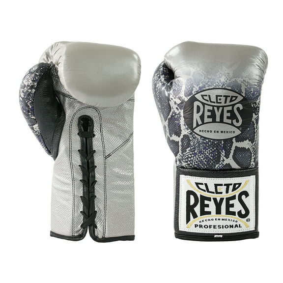 Cleto Reyes Professional Boxing Gloves for Men and Women (10oz, Silver Black Steel Snake)