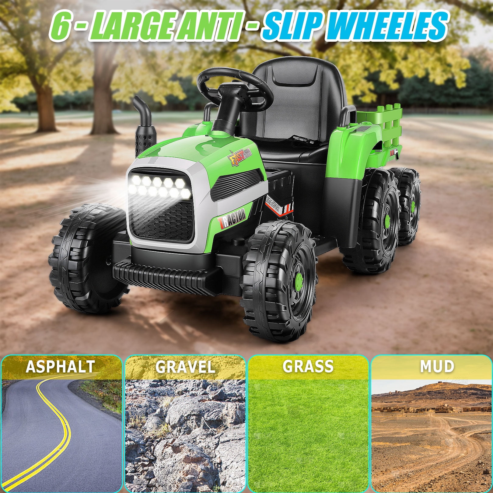 Funcid 12V Ride on toys Ride on Cars with Remote Control, Electric Car 2*100W Powerful Ride on UTV w/ Bluetooth, Battery Indicator, Knob Volume Control, Spring Suspension, Black
