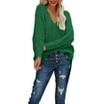 thumbnail image 4 of Women's Off The Shoulder Hollow Knit Pullover Sweater, Loose Lightweight Soft Breathable V Neck Long Sleeve Solid Color Top for All Seasons Casual Wear, Layering Comfort and Versatile Styling, 4 of 9
