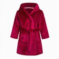 thumbnail image 2 of NOLDARES Boys Fleece Robe Girls Hooded Bathrobe Toddlers Soft Fuzzy Robe for Kids,Wine,3-4 Y, 2 of 9