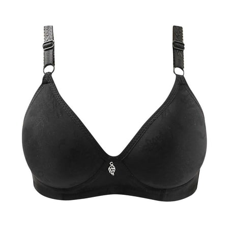 

JINMGG Womens Plus Size Clearance $5 Woman s Embroidered Glossy Comfortable Breathable Bra Underwear No Rims Black S