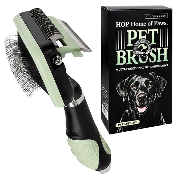 HEDUNIE 3‑in‑1 Air‑Cushion Pet Grooming Brush for Dogs & Cats, Dematting Comb Undercoat Rake Deshedding Tool for Long Short Hair Double Coat Matted Fur