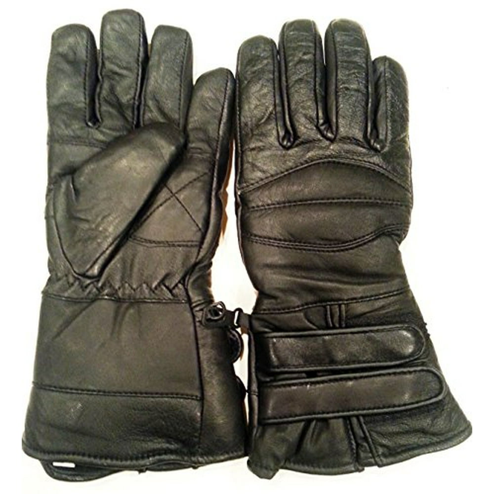 Black Leather Motorcycle Waterproof Cold Weather Year Round Insulated
