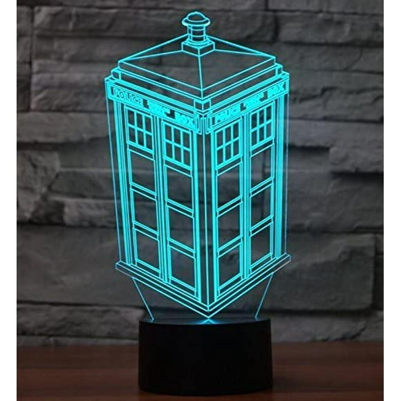 3D Police Box Night Light USB Touch Switch Decor Table Desk Optical Illusion Lamps 7 Color Changing Lights LED Table Lamp Xmas Home Love Birthday Chil
