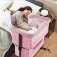 thumbnail image 3 of Nordmiex Baby Bassinet 3 in 1 Adjustable Bedside Sleeper Bed for Infant Baby with Breathable Net, Pink, 3 of 8