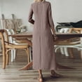 thumbnail image 4 of cocolona Womens Summer Long Dress Loose V Neck 3/4 Sleeve Sun Dress Fashion Solid Color Vacation Beach Dress, 4 of 6
