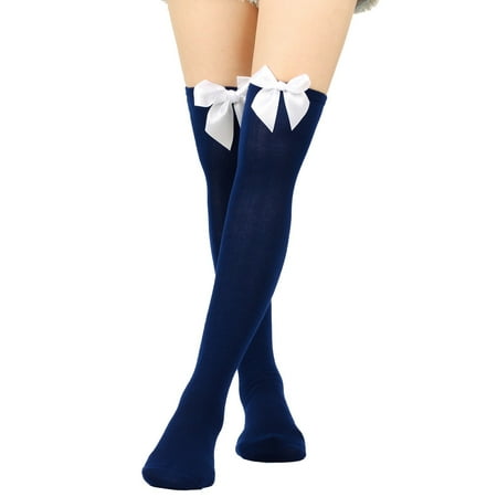 

Womens Long Socks Bowknot Pure Color Socks Thigh High Socks Over The Knee Socks Pantyhose for Women with Designs