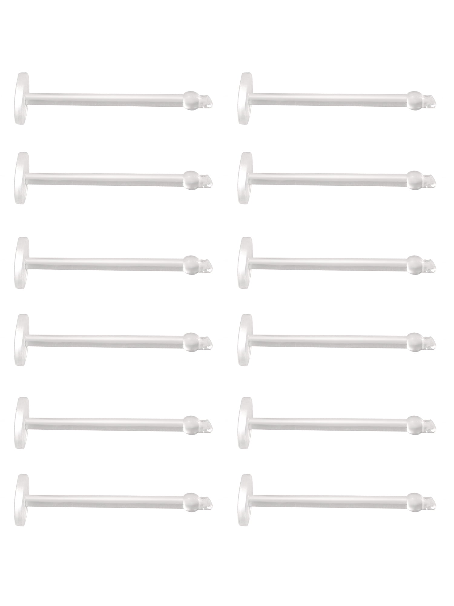 Women's 22-Gauge Clear Surgical Plastic Nose Retainer 6-Pack, Body Jewelry