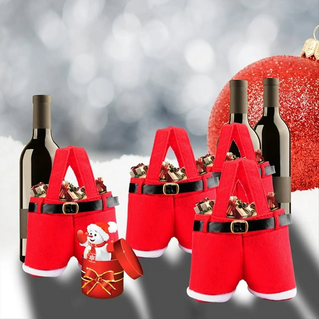 Paquete de 6 Bolsas de Regalo Navideñas con Forma de Papá , Pequeñas Bolsas de Dulces, Bolsas de Regalo Decorativas para Fiestas Navideñas para Regalos