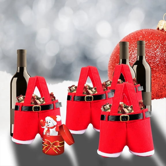 6-Pack Christmas Santa Pants Gift Bags, Small Candy Bags, Xmas Parties Decorative Gift Pouches for Presents