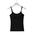 thumbnail image 6 of Vinsonshop 3 Pack Womens Tank Tops Built in Bra Cotton Tank Top Women Cami Top Shelf Bra Camisole with Built in Bra Casual Basic Women's Summer Outfits Black L, 6 of 6