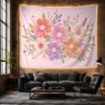 thumbnail image 6 of 3D Textured Floral Bouquet in Pastel Hues on Lavender, Dreamy Boho Art for Flower Lovers, Botanical Wall Decor, Mother's Day Gift Tapestry Wall Hanging for Bedroom, Living Room and Dorm, 6 of 7