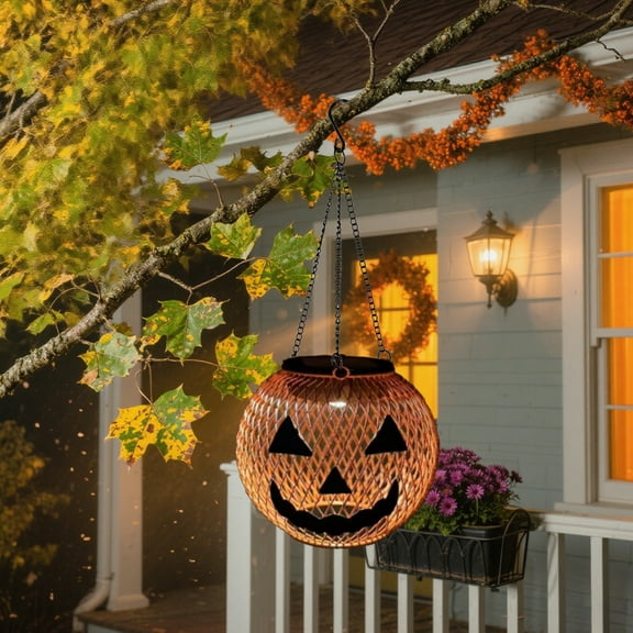 YIMWNYI Halloween Solar Lantern – Waterproof Pumpkin Lantern for Outdoor Garden, Porch, Tree and Backyard Decorations, Solar-Powered LED Light, Ideal for Halloween Party and Festival Decor