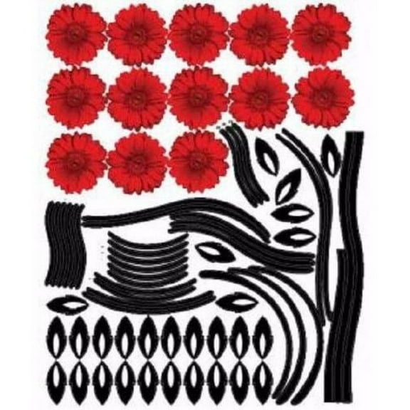Wall Deco Sticker RED GERBERA 173-PS58011 - M