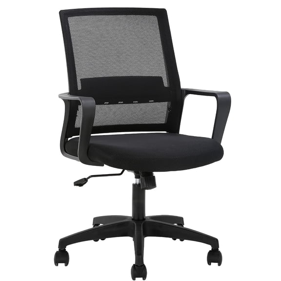 FDW Ergonomic Mesh Office Chair - Adjustable Mid-Back Computer Desk Chair with Lumbar Support, Black