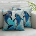 thumbnail image 3 of GOSMITH Dolphins Bed Pillow Covers, Lovely Ocean Dolphin Decorative Throw Pillow Cover Cushion Case for Sofa Bed Living Room Farmhouse Decorations, Blue Dolphins Pillowcase, 3 of 5