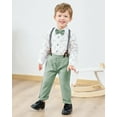 thumbnail image 7 of Toddler Baby Boy Suit Clothes Gentleman Wedding Outfits Long Sleeve Dress Shirt + Suspender Pants + Bowtie 1-5T, 7 of 7