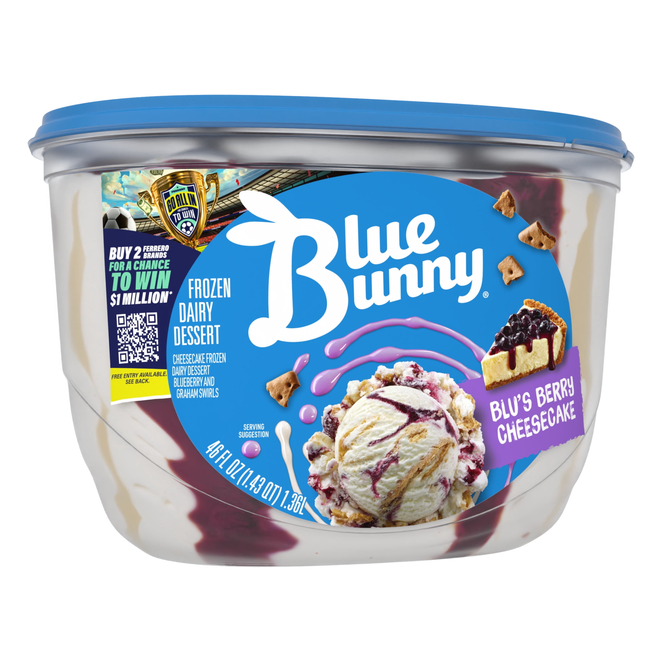 Blue Bunny Blu's Berry Cheesecake Blueberry Frozen Dessert, 46 fl oz Tub