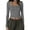 Gray, variant on Women Knitted Henley Shirt Casual Solid Color Retro 1/2 Button Long Sleeve Crop Tops Streetwear