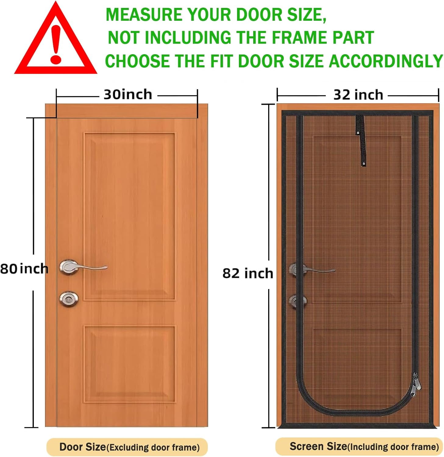 OhhGo Reinforced Cat Screen Door, 31.5X82.6'' Heavy Duty Pets Proof Screen Door with Bilateral Zipper, Prevent Dogs Cats Running Out from Home, Bedroom, Kitchen Patio Door, Black