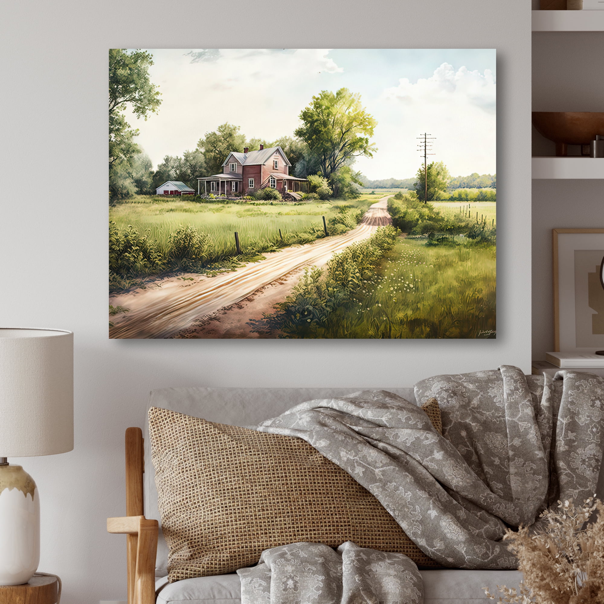 Designart Beautiful Barn In Spring IV Canvas Wall Art