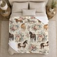 thumbnail image 5 of Equestrian Horse Floral, Rustic Farmhouse Horse Scene, Warm Flannel Blanket for Ranch House and Living Room with Detailed Artwork, Horse Lovers Housewarming Gift, Rustic Home Decor, 5 of 9