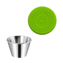 Fdelink Food Storage Dressing Containers Small Condiment Containers with Lids Stainless Steel Condiment Cup Dipping Cups Container for Lunch Bento Box Green