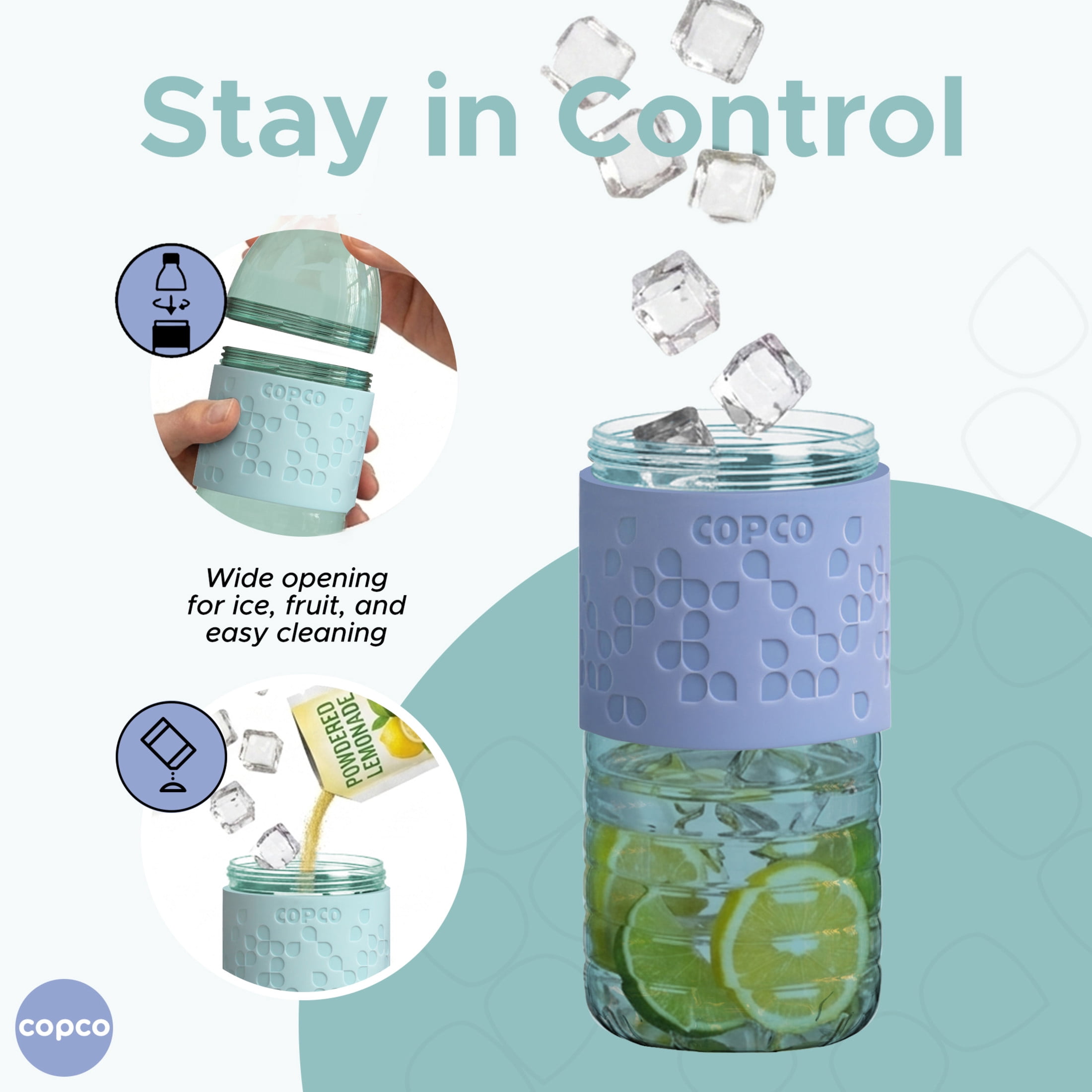 Copco Hydra 16.9 oz Water Bottle, Set of 2 - Light Blue & Purple, Blue/Purple