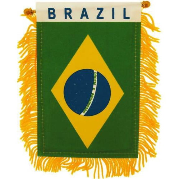 Brazil MINI BANNER FLAG GREAT FOR CAR & HOME WINDOW MIRROR HANGING