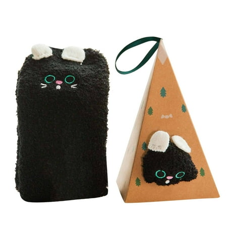 

wendunide home decor Cute 3D Animal Socks With Gift Box Coral Socks Winter Thickened Cartoon Embroidery Floor Christmas Socks O