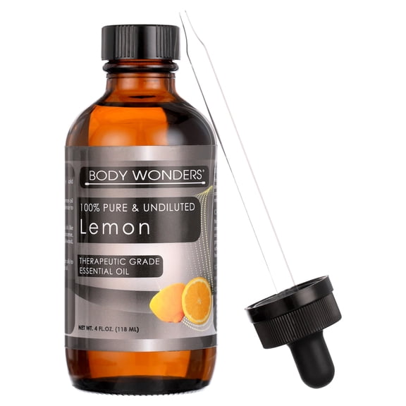 Body Wonders 100% Pure Lemon Essential Oil 4 Fl. oz | Best use with Oil Diffusers, Potpourri, and Wicking Fragrance Diffusers | Made in USA