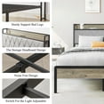thumbnail image 4 of PORKISS Queen Size Bed Frame with Storage Headboard, Metal Bed Frame with Plug Outlets, USB, Gray, 4 of 9