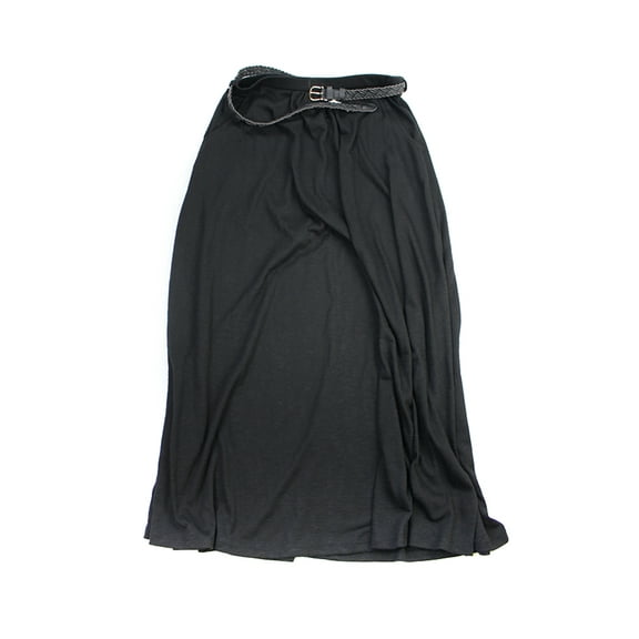 Style & Co Womens Black Belted Jersey A-Line Skirt S