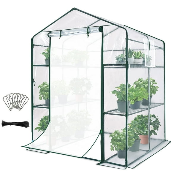 Quictent Mini Greenhouse 56"x56"x77" Walk-in Greenhouse, Transparent PVC Cover, 12 Shelves