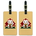 thumbnail image 1 of Cute Lucky Cat Maneki-Neko Luggage ID Tags Suitcase Carry-On Cards - Set of 2, 1 of 3
