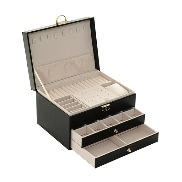 Caja de almacenamiento de joyas Hugo 3 capas para regalo Gemelos Chica Negro