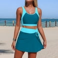 thumbnail image 2 of Wdgfv Women's Tankini Swimsuits Tummy Control Two Piece Bathing Suit Modest Swim Skirt Color Block Swim Suits 2026, 2 of 6