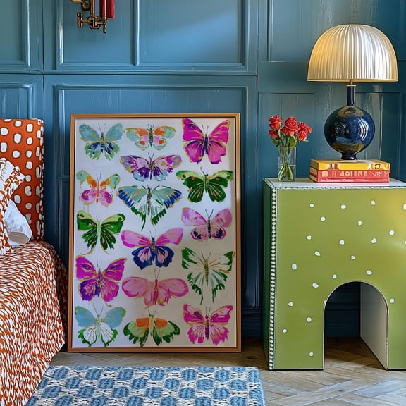 Butterfly Wall Art Print, Colorful Boho Home Decor, Whimsical Insect Illustration, Unframed Paper Print Size 8x12