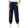 thumbnail image 2 of Cowsor Big Kids Boys Girls Solid Elastic Waist Long Pants With Pockets Casual Comfortable Daily Wear Bottoms For 3-13 Years Old, 2 of 6